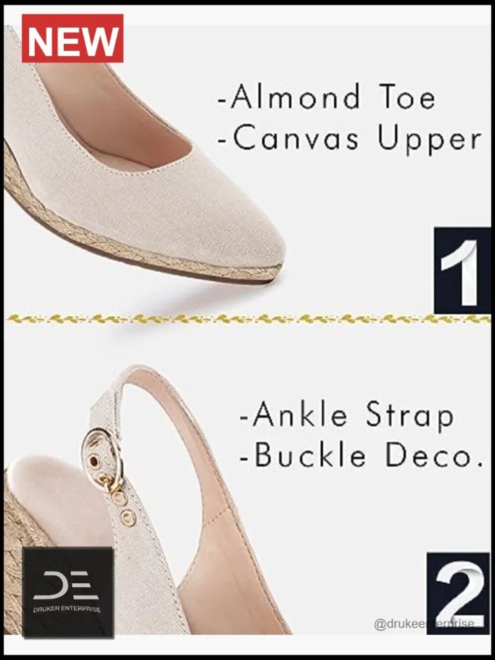 Women's Espadrille Wedge Sandals Closed Toe Slingback Buckle Strap Canvas